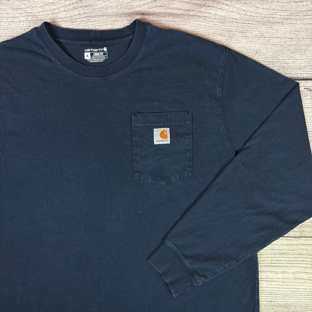Carhartt Navy Blue Long Sleeve Pocket Shirt